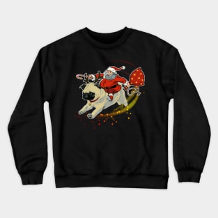 Reindeer Pug Dog with Santa Claus | Christmas Shirt For Women Men Crewneck Sweatshirt